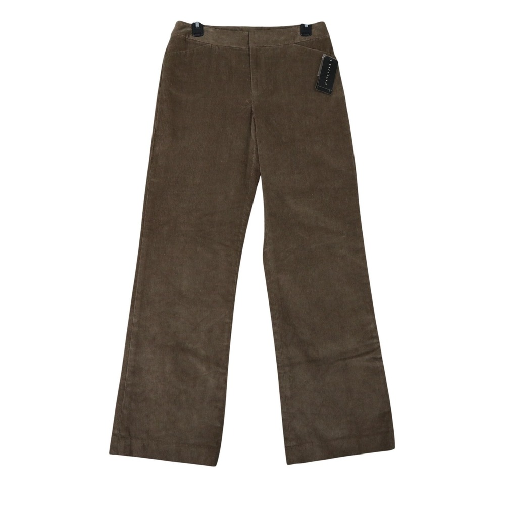 Rafaella Corduroy Pants Women 8 Taupe Brown Stretch Straight Leg Office Wear